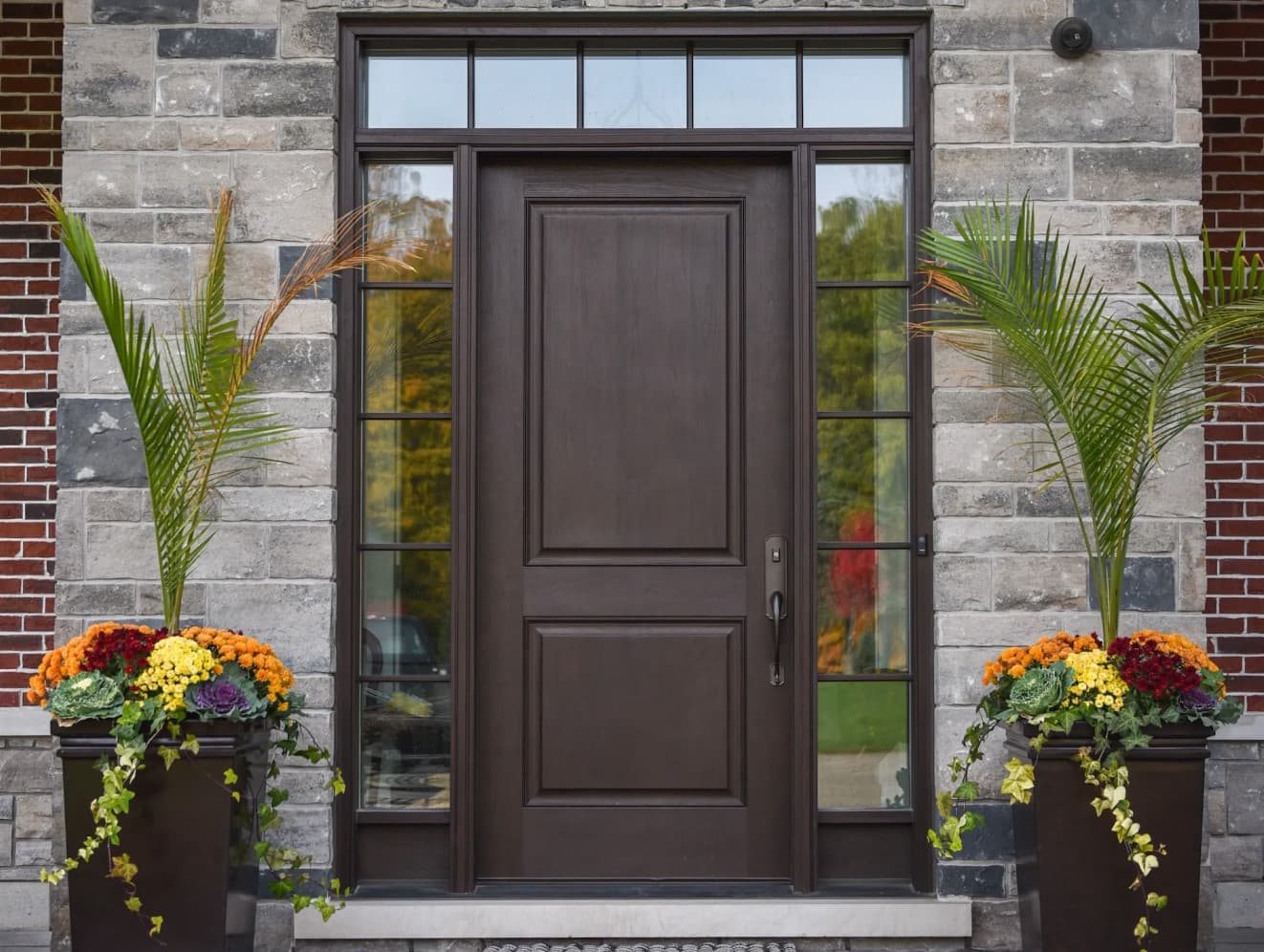 Ostaco woodgrain fiberglass entry door