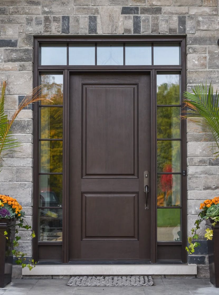 Ostaco woodgrain fiberglass entry door